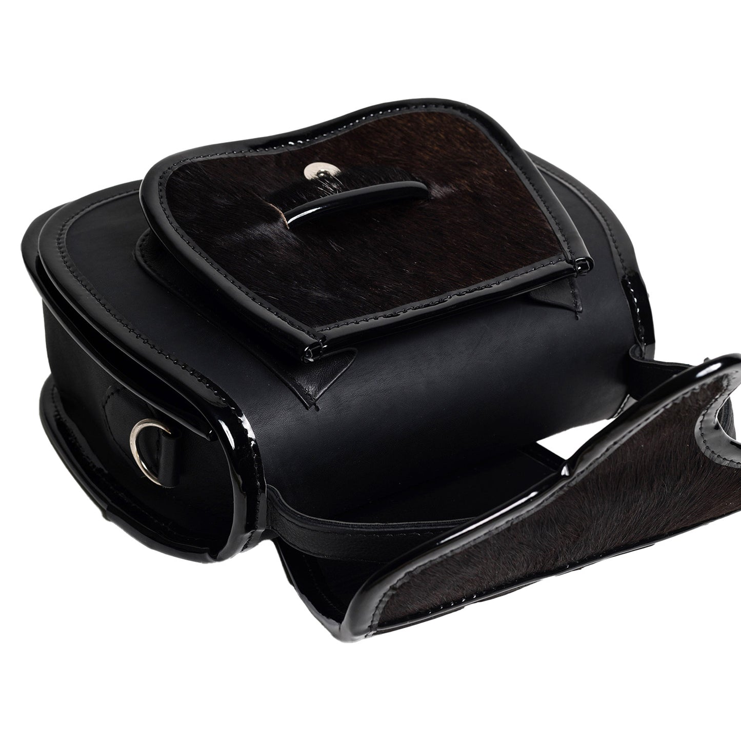 El Carriel Moderno Top Handle Crossbody Leather Cowhide Bag, Black