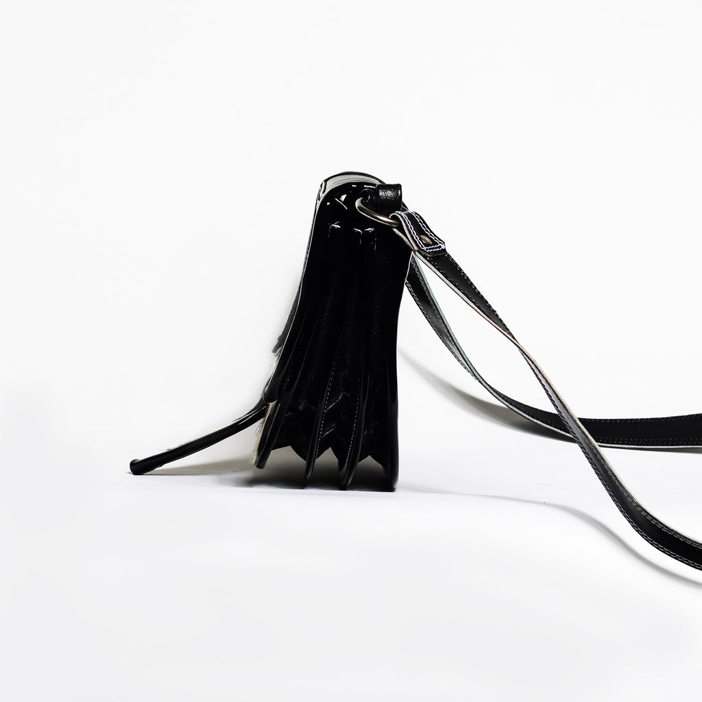La Dama Crossbody Leather Cowhide Bag, Black