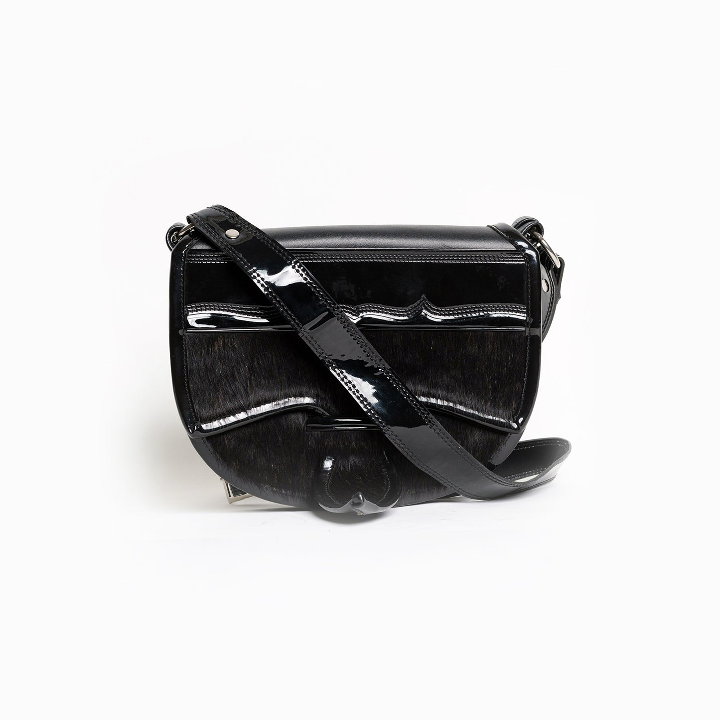 La Dama Crossbody Leather Cowhide Bag, Black