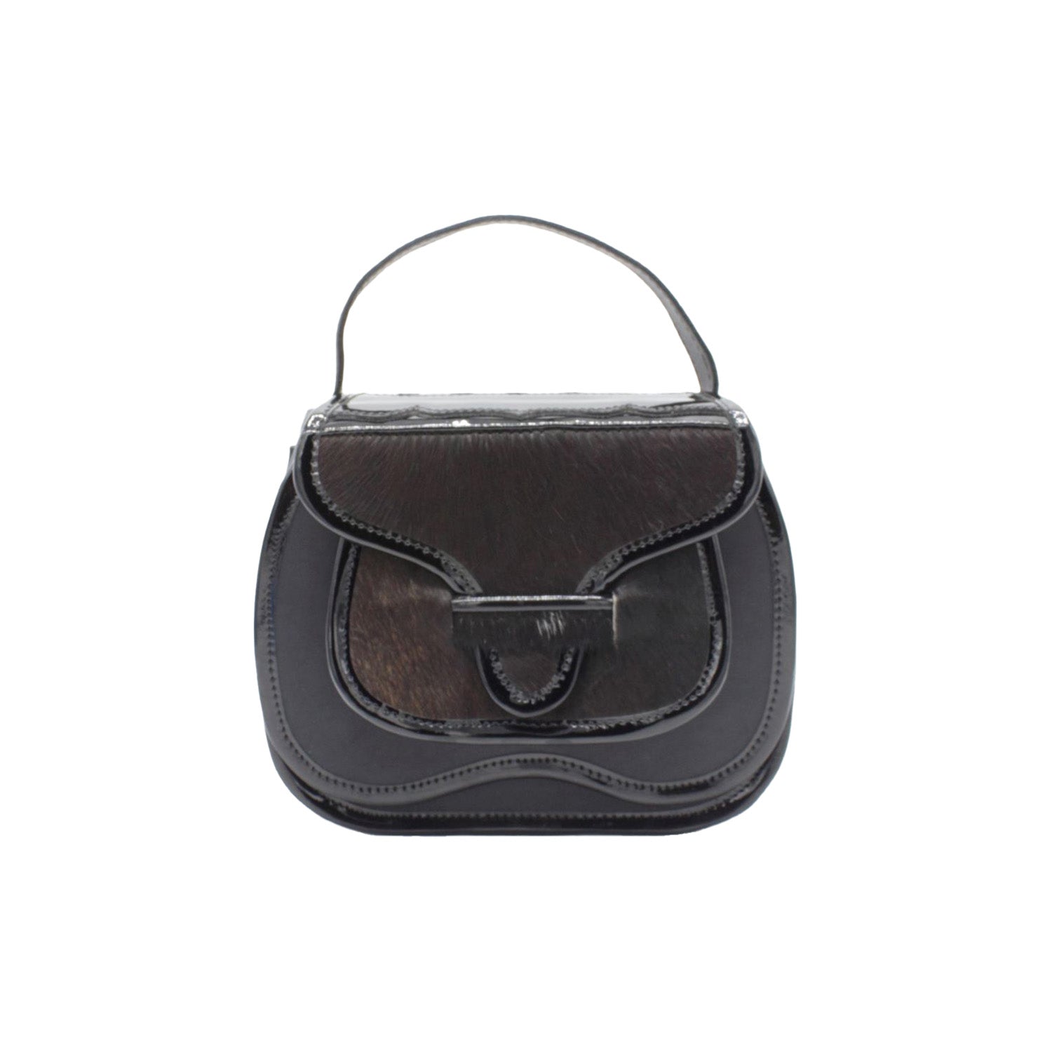 El Carriel Moderno Top Handle Crossbody Leather Cowhide Bag, Black