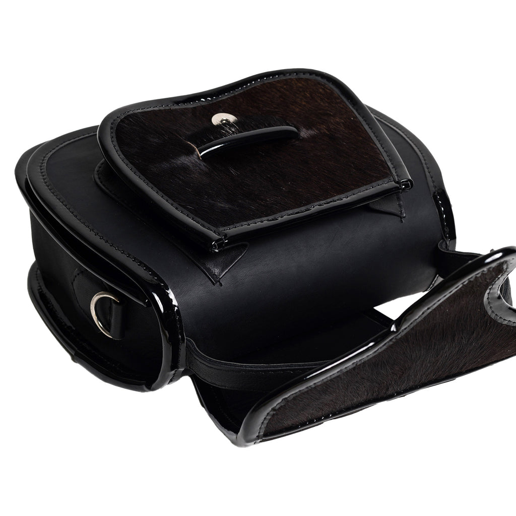 El Carriel Moderno Top Handle Crossbody Leather Cowhide Bag, Black