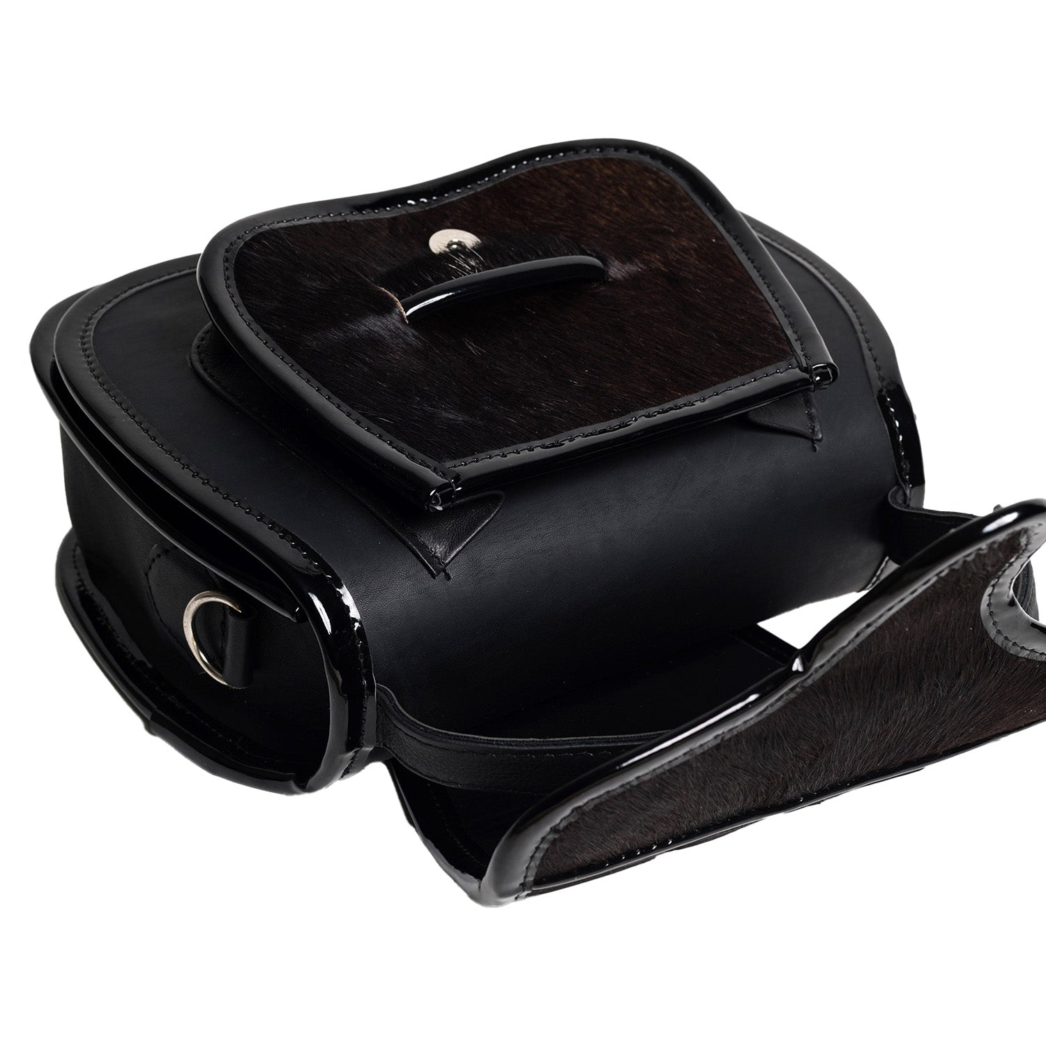 El Carriel Moderno Top Handle Crossbody Leather Cowhide Bag, Black