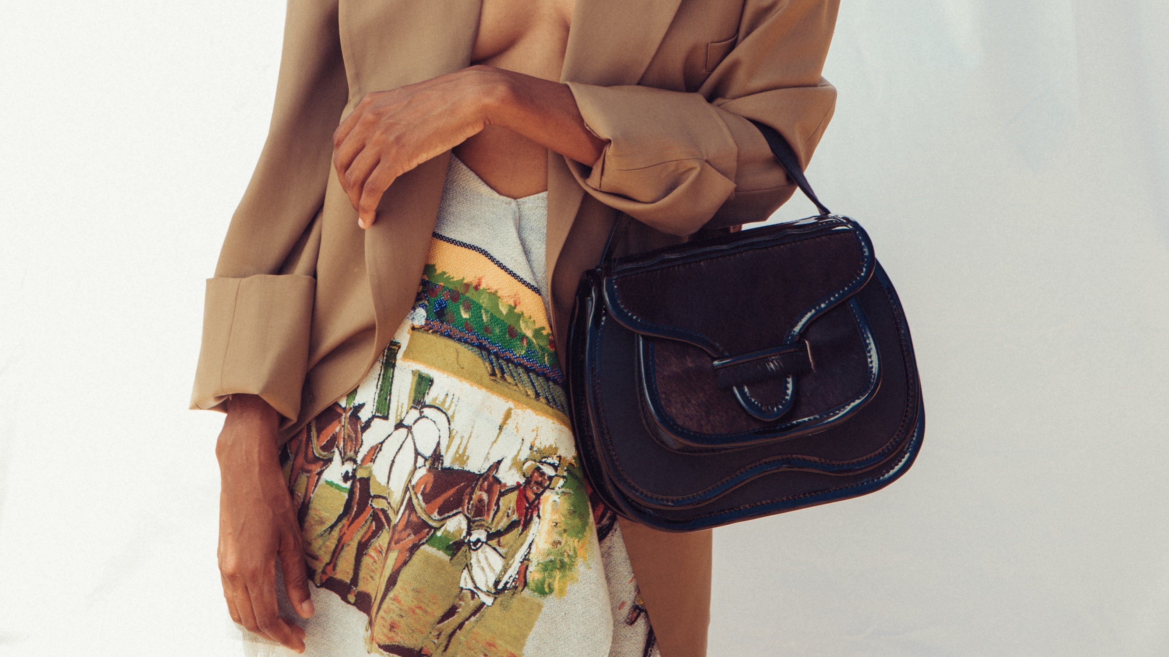 calf hair luxury handmade handbag top handle