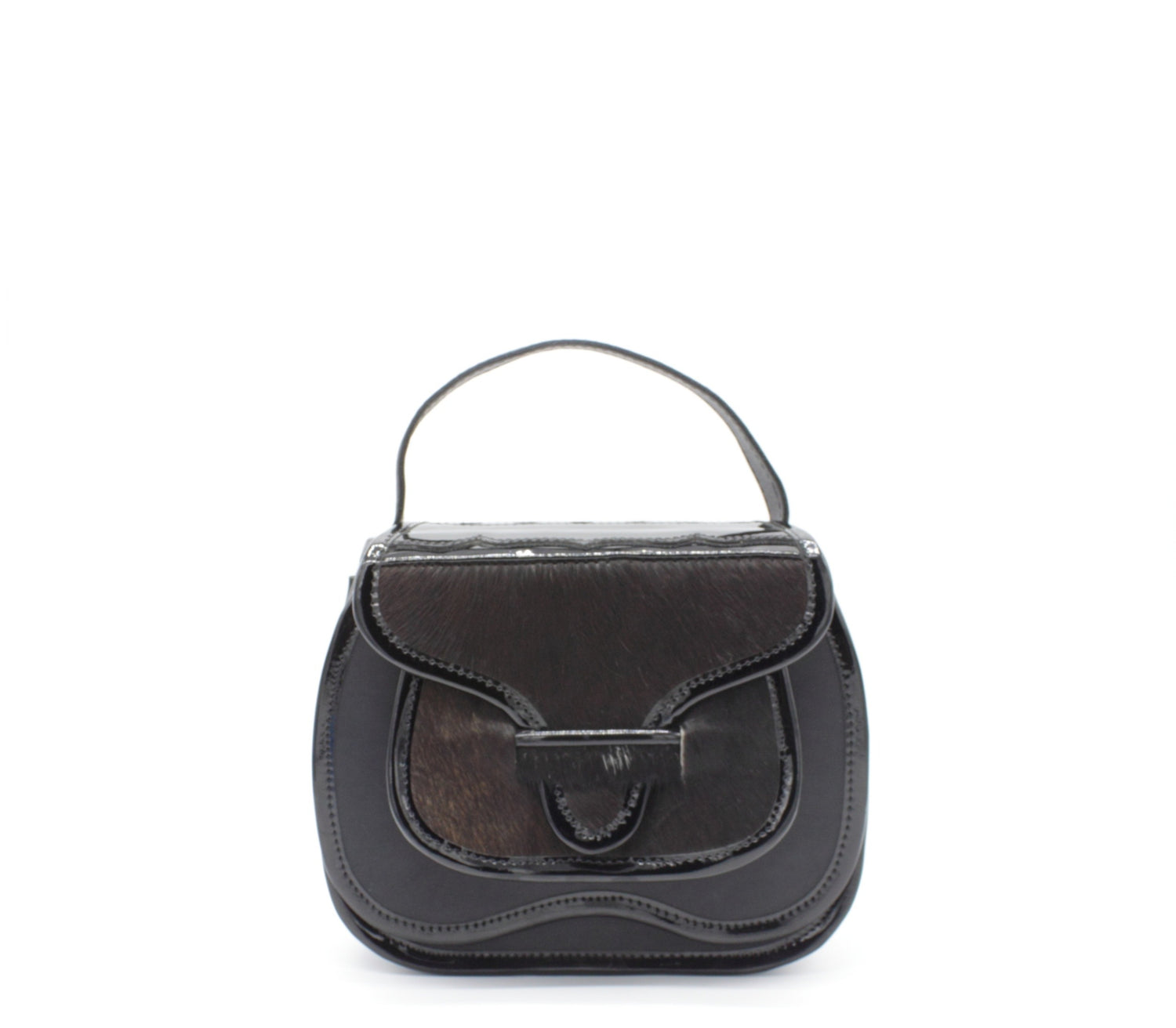 calf hair luxury handmade handbag top handle