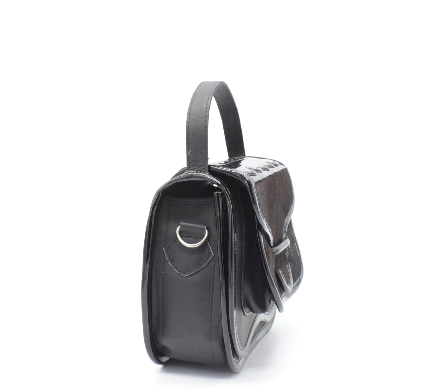 calf hair luxury handmade handbag top handle side