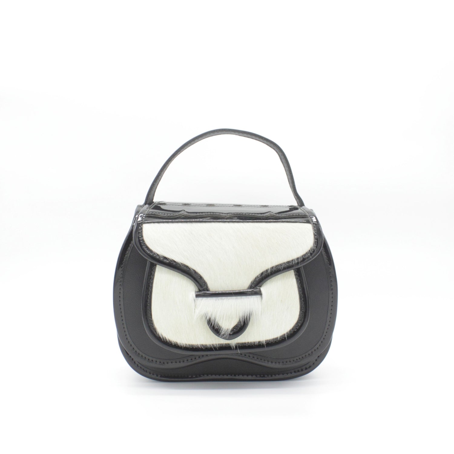 calf hair luxury handmade handbag top handle