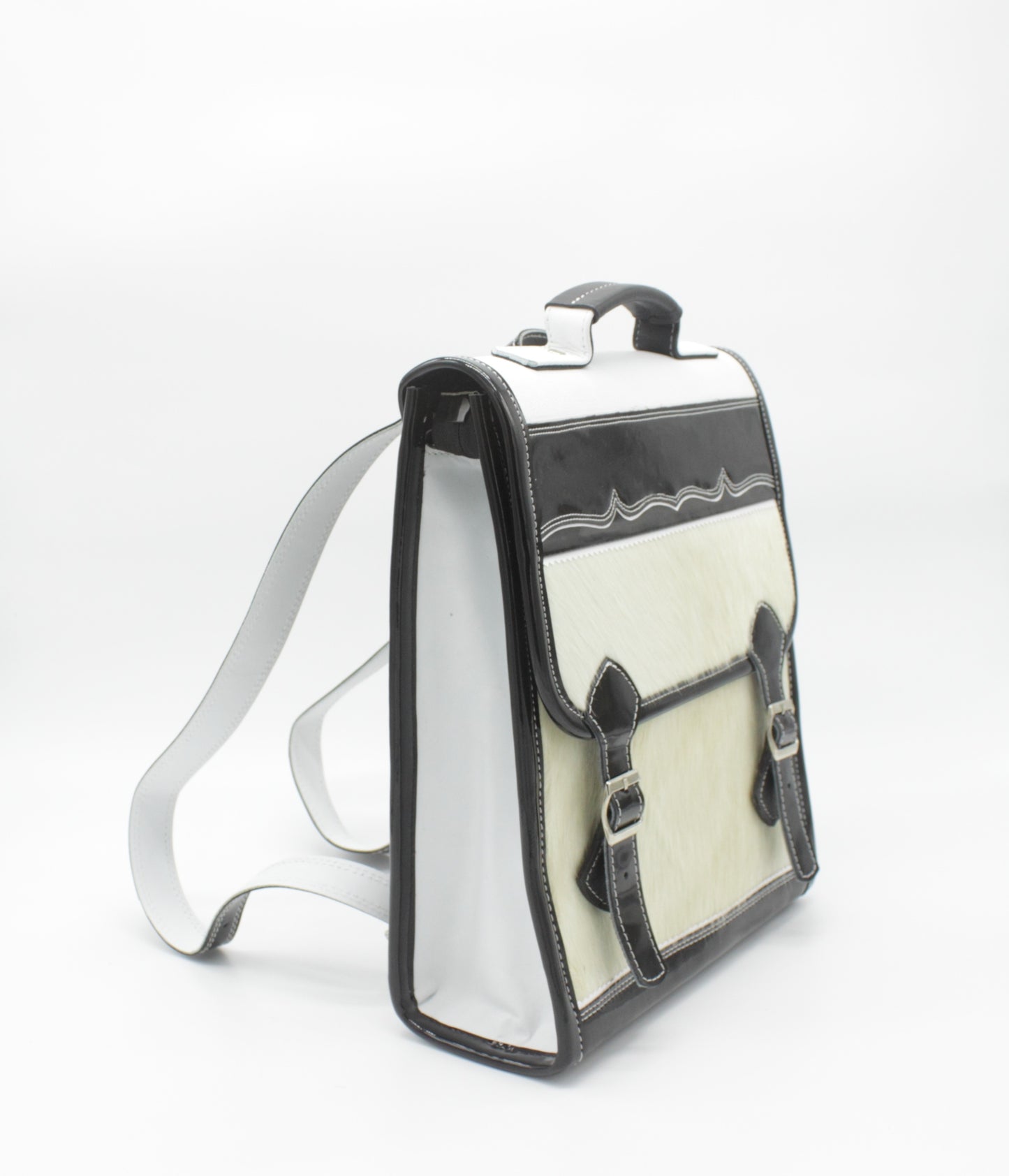 calf hair luxury handmade handbag backpack side